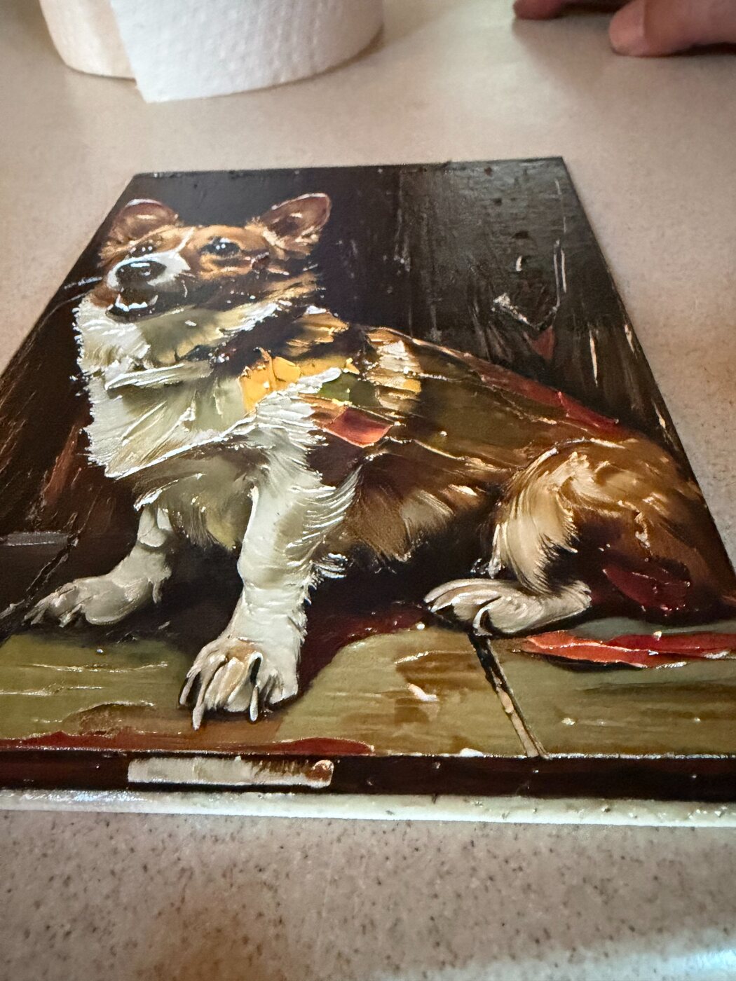 Custom dog artwork on a square panel