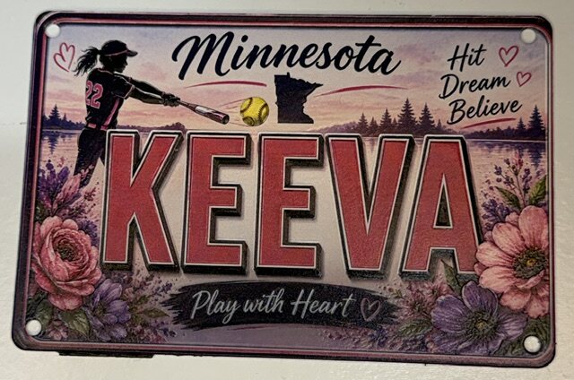 Personalized Minnesota softball license plate